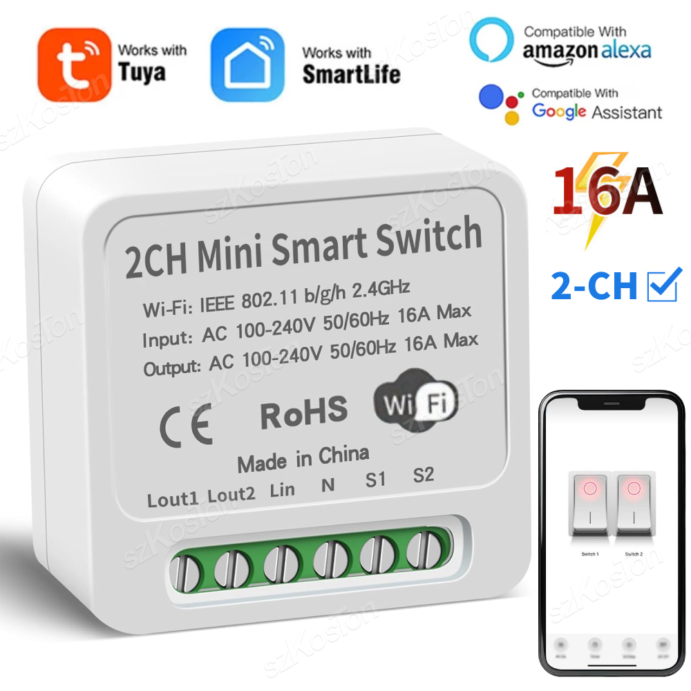 Smart Relay Tuya - 16A Tuya WiFi Smart Switch Module