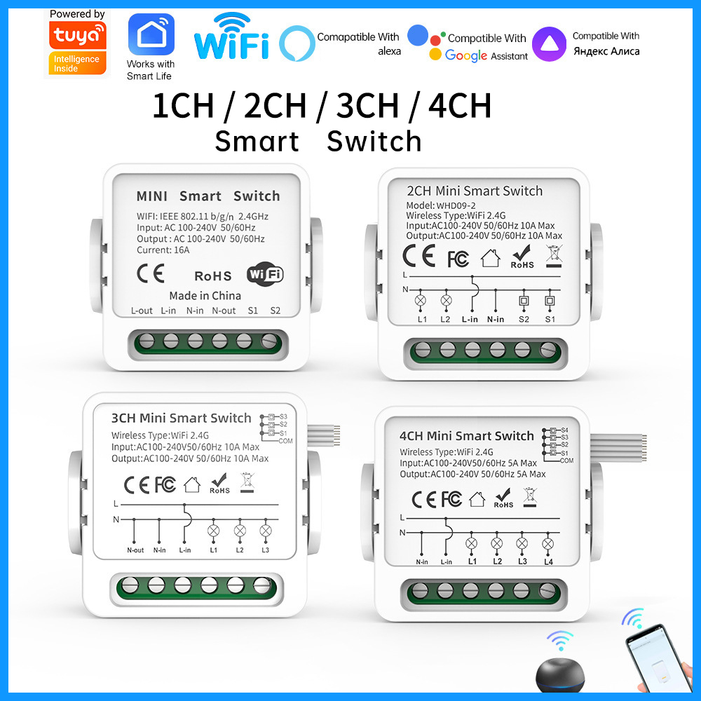 Tuya WiFi Smart Switch 1/2/3/4 - Tuya 4 Channel recension och pris
