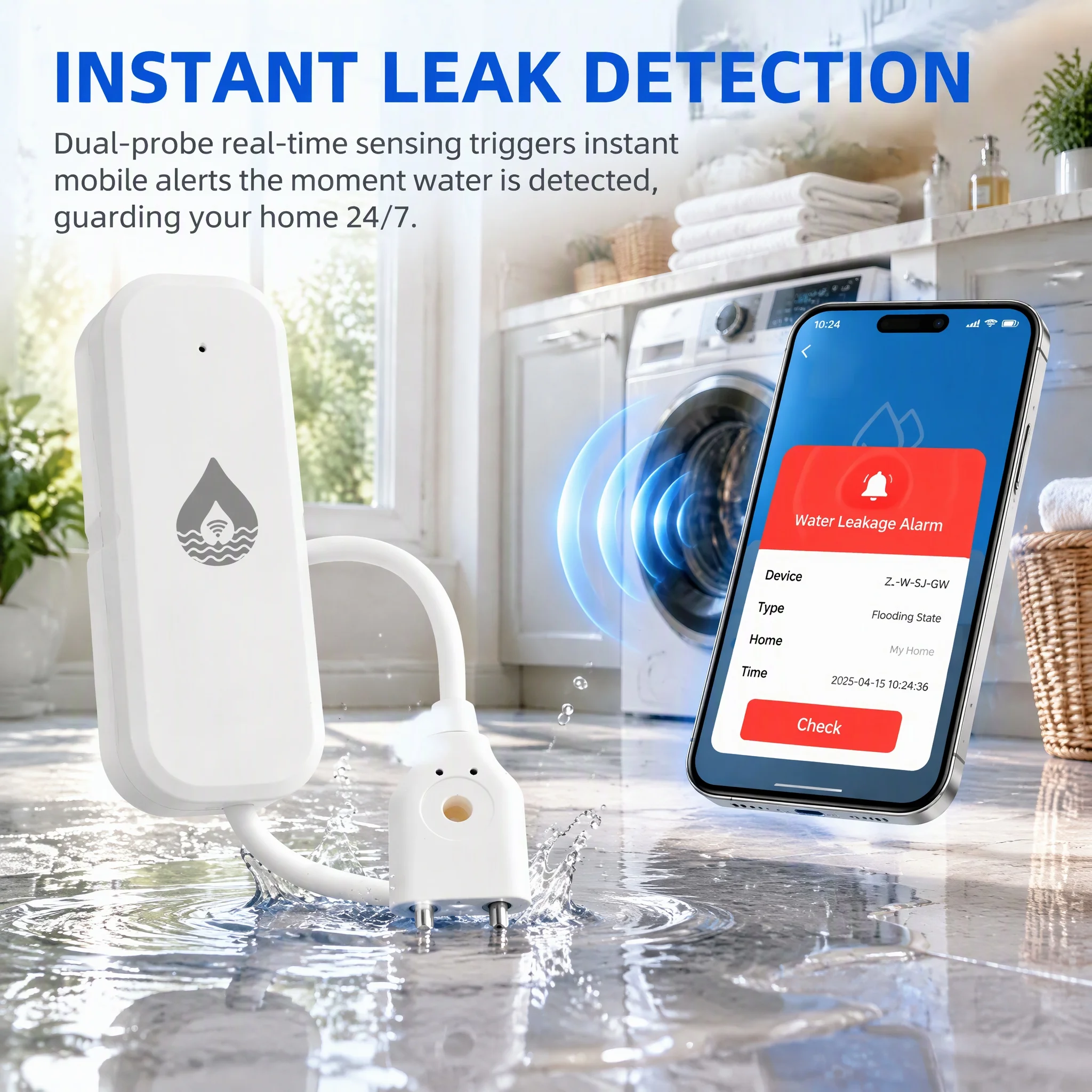 Smart WiFi Water Leak Detector - Home Assistant Tuya recension och pris