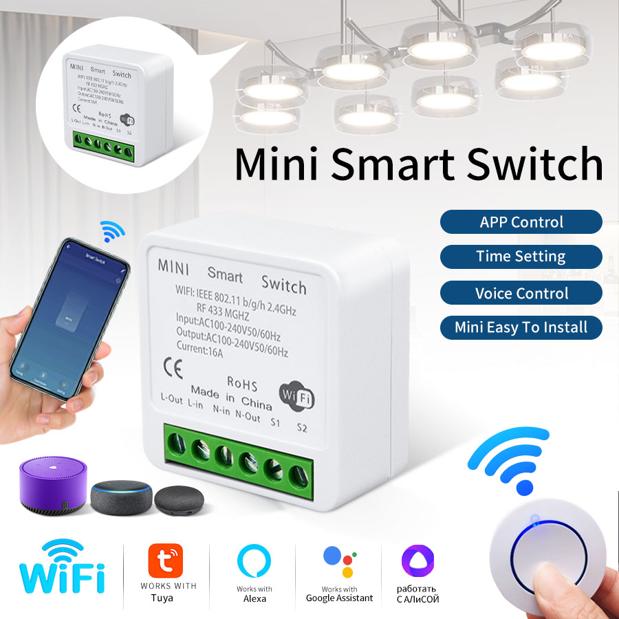 RF433Mhz 16A/20A Tuya WiFi Sma - Smart Relay Tuya recension och pris